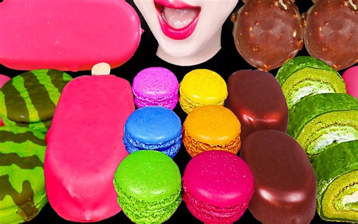 Jane ASMR RAINBOW MACARON ICE CREAM EATING