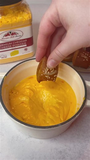 Anybody else addicted to Nacho Cheese Sauce?😅 #hoosierhillfarm #hoosierhill #cheesepowder #cheddar #nachocheese #pretzelbites #cooking #foodtok #cheese