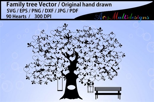 90 Heart Family Tree (digital Download) - Etsy