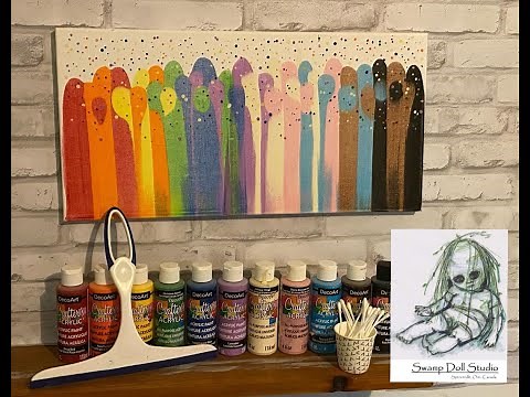 Pride Parade /Abstract Acrylic /Squeegee Swipe Art /Easy Painting for Beginners /Tutorial