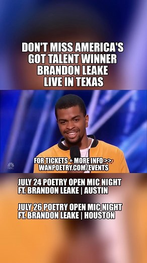 BRANDON LEAKE WEEK STARTS TONIGHT! Brandon Leake is the only poet to win America’s Got Talent. Come see for yourself how his poetry stole the hearts of millions of Americans. Our poetry nights are guaranteed to help you feel seen, affirmed, uplifted and entertained. It’s like back to back shorts from your favorite movie scenes. & our hosts aren’t new to the game. BFran Sherrika Mitchell are two of the dopest emcees around town. With DJs GETITREDDY and Bloom in the mix you don’t want to miss poet
