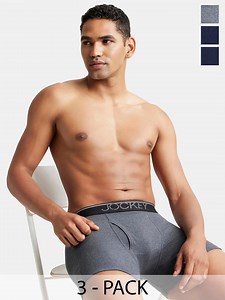 Buy Jockey Pack Of 3 Super Combed Cotton Rib Boxer Brief With Ultrasoft Waistband 8009 - - Apparel for Men