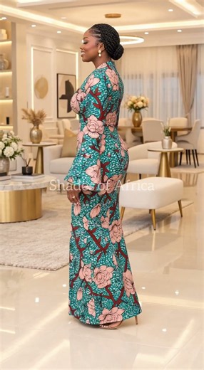 Stunning Teal Ankara Mermaid Maxi Dress with Bell Sleeves #AnkaraStyles #AfricanFashion #AnkaraDress