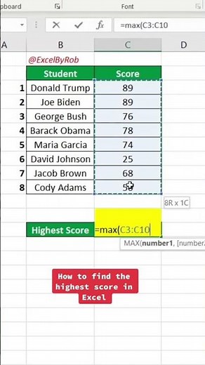 How to Find the Highest Score in Excel!! #excel