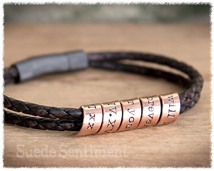 Mens Copper Anniversary Bracelet: Personalized Braided Leather Boyfriend Gift - Etsy