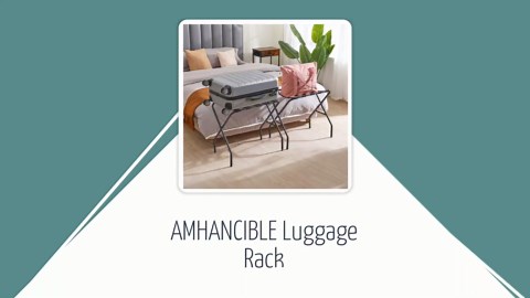 AMHANCIBLE Luggage Rack, Foldable Suitcase Stands Set of 2, Metal Luggage Holder for Guest Room, Bedroom, Hotel, Holds up to 110 lb, Easy Assemble, Black HLR01BK