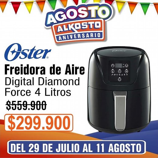 Freidora de Aire OSTER 4 Litros Digital Diamond Force Negro