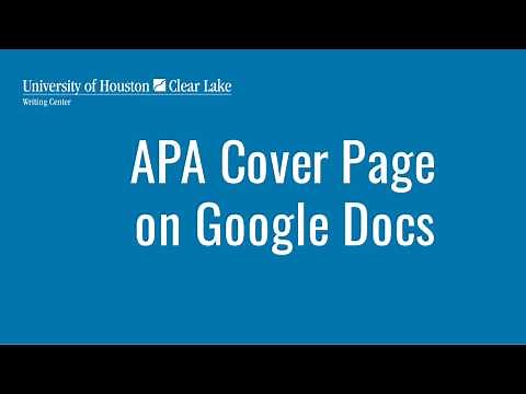 APA Cover Page on Google Docs