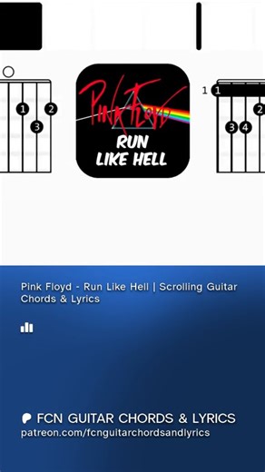 Pink Floyd - Run Like Hell | Scrolling Guitar Chords & Lyrics #guitar #guitarist #music #guitarcover