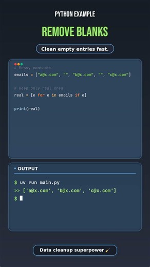 Python Deletes Empty Data in 1 Line 🤯🧹 #python #coding #shorts #learnpython