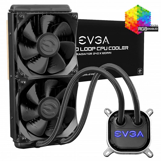 EVGA CLC 240mm All-In-One RGB LED CPU Liquid Cooler - 2x FX12 120mm PWM Fans | Giá tốt 01/2026 | Trả Góp 0%