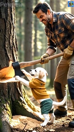 Puppy saves tree with help of Elephant | Pewpew puppy