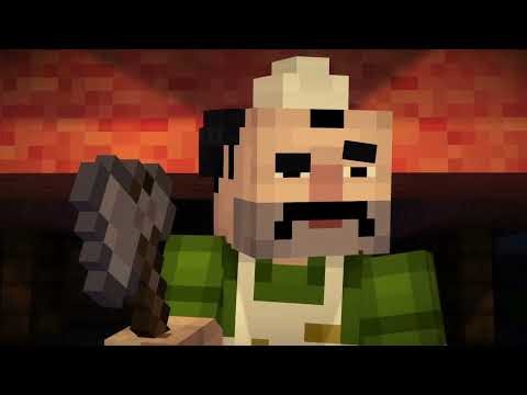 Threatening Butcher with a sword Minecraft Story Mode Episode 1