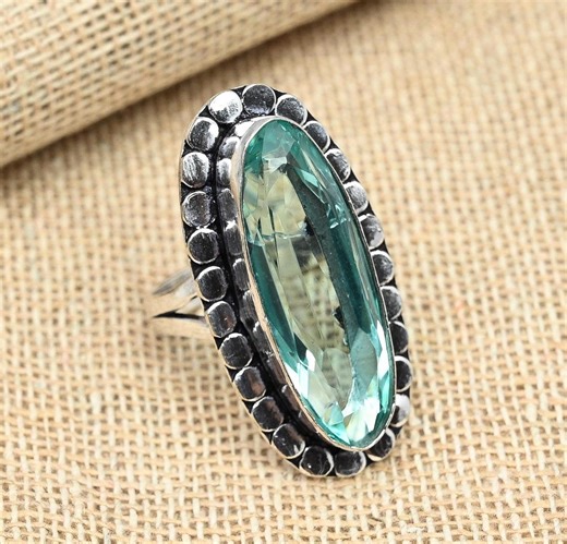 Aqua Apatite Gemstone Ring 925 Sterling Silver Jewelry Handmade Solid Silver Ring Gemstone Jewelry Aqua Apatite Ring Beautiful Ring for Her - Etsy