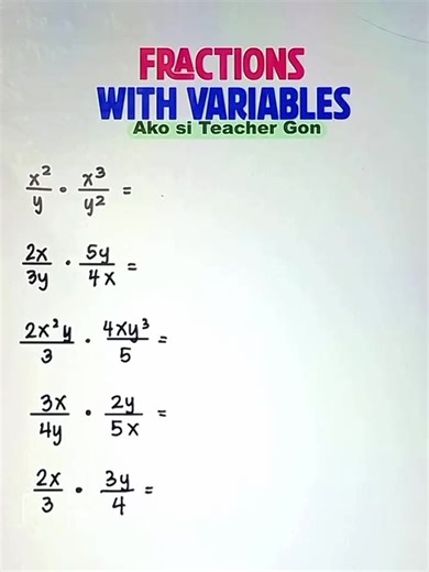50K views · 777 reactions | Fraction with Variables‼️ #mathtrick #mathshortcuts #mathchallenge #basicmath #fractions #mathematics #MathTutor #teachergon #math #mathreview #fractionswithvariable | Ako si Teacher Gon | Facebook