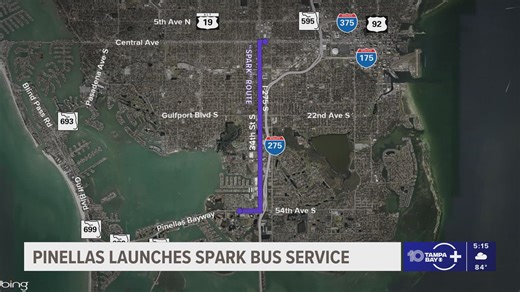 It is now running along 34th Street, from Grand Central Station to Eckerd College. It runs from 5 a.m. to midnight, and will pick up passengers every 15 minutes. | 10 Tampa Bay