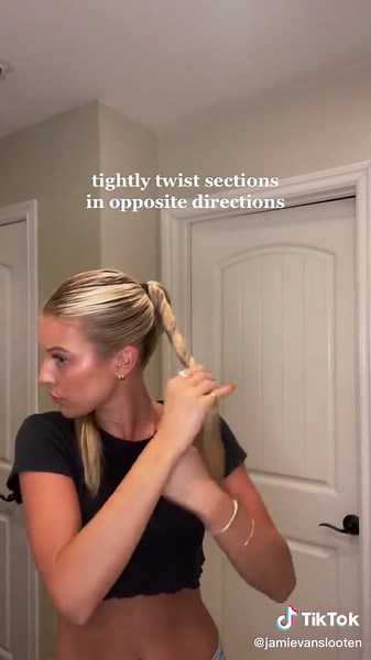 HOW TO: slick back twist braid ponytail #hair #hairtok #hairstyle #hai...