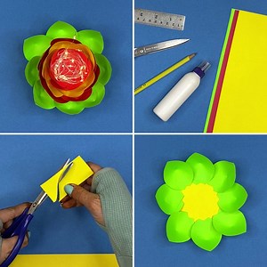 18K views · 578 reactions | How to Make Origami Paper Lotus with Light :) | Simple Crafts | Facebook