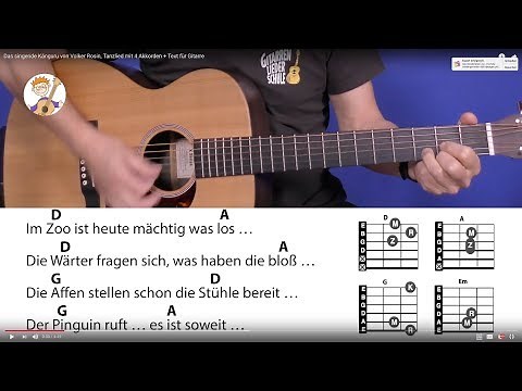 Das singende Känguru von Volker Rosin, Tanzlied mit 4 Akkorden + Text für Gitarre