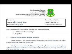 #VLSI_Lecture 5: Body effect & Threshold voltage of nMOS