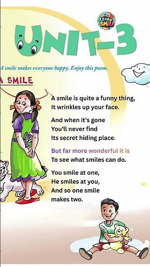 A Smile Poem Class 2 | NCERT Class 2 English Poem CBSE | English Poem for Kids | Learn with Smile