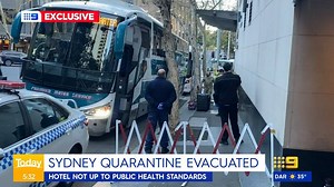 Hundreds of travellers have been evacuated from Sydney quarantine in a major police operation which ran through the night - after the hotel was deemed a health risk. #9News | 9 News