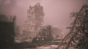 Destruction and devastation in a once thriving city after military conflict