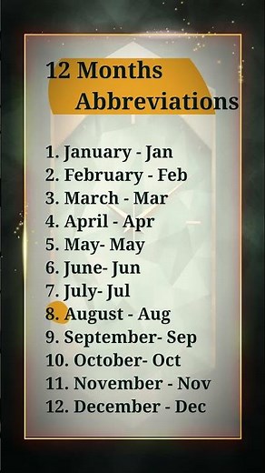 12 Months and Abbreviations |Months of the year