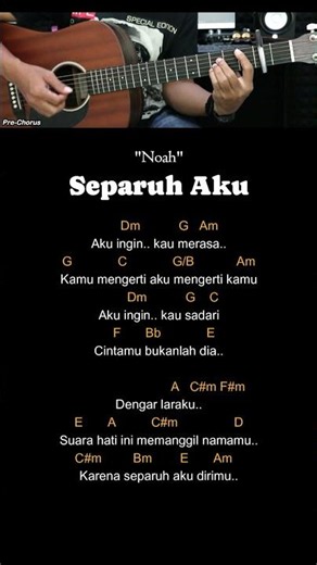Separuh Aku - Noah | Tutorial Chord Gitar Mudah dan Lirik #chordgitar #guitarlessons