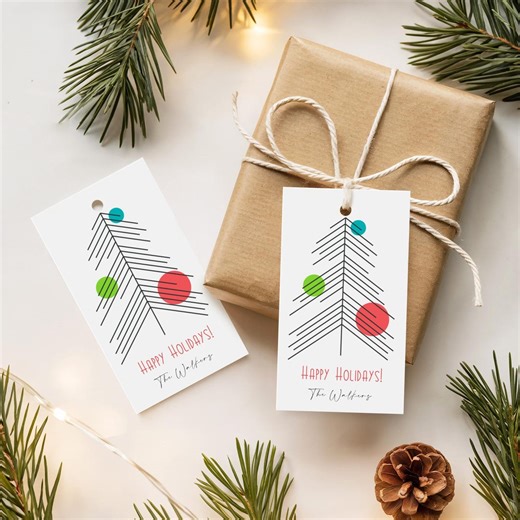 Editable Christmas Gift Tag: Modern Holiday Tree (digital Download) - Etsy