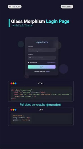 HTML | CSS | JavaScript on Instagram: "Check bellow for free Source codes 👇 Subscribe to our youtube channel for the complete videos : mzcode01 Joint to Telegram channel for downloading source codes: t.me/mzcode01 ⚠️-Copyright Notice: All content videos created by MzCode (@mzcode01) are protected by copyright. Feel free to share for personal and educational purposes. Unauthorized reposting or publishing is prohibited without explicit written permission from MzCode. #reels #reelsvideo #reelsinst