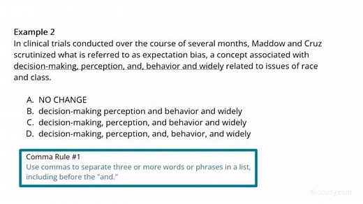 Commas Separating Items in a List | Study.com ACT English Test Prep