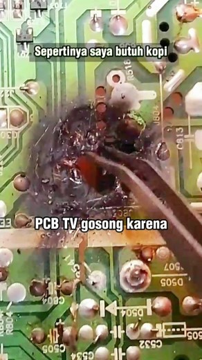 1.1M views · 2.8K reactions | It's like this if the PCB board of a CRT TV machine has a short circuit in the main PSU #electronic #pcb #tvcrt #mainpsu #perbaikan #service #technici #tuser #tutorial #creatif #solusi #tifs #review | Herman Suhaemi | Facebook