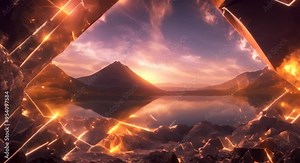 Accelerate virtual envelope on fire holographic interface blur effect central focus cool tone wide angle lens 4k animation