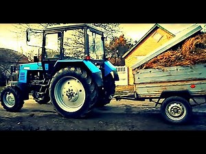 Трактор Беларус 920 и прицеп с сеном Tractor Belarus 920 trailer with hay #vseklevo #синийтрактор