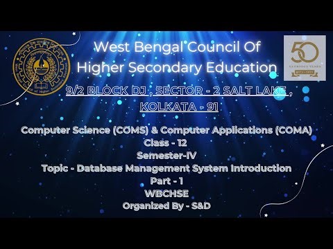 Computer Application Semester IV DBMS Intoduction Part 1 By WBCHSE
