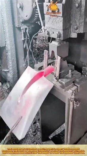 Skilled Worker Stamping Heated Metal Sheet for Precision Forming