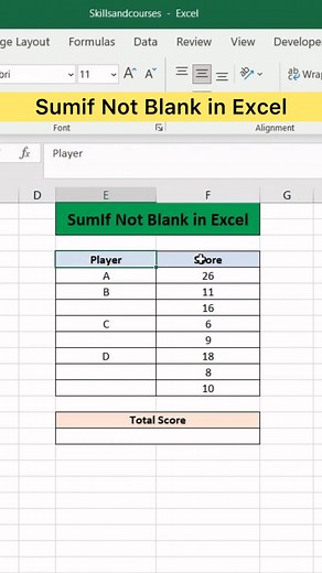 Sumif Not Blank in Excel | Advanced Excel Formula #exceltricks #msword #Zoho #skills #excelformulas #Num #exceltips #exceltutorial #advancedexcel #Microsoft | Skills and Courses