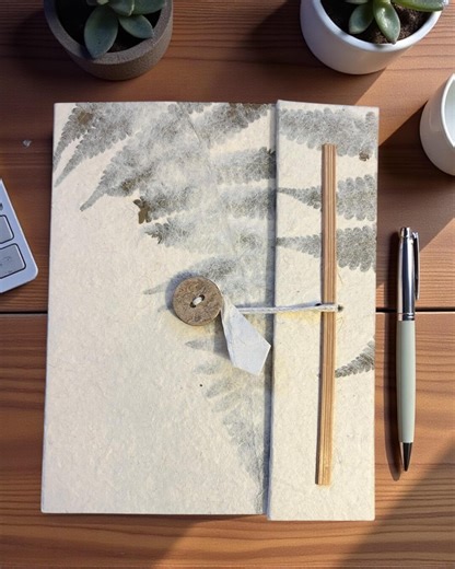 Handmade Lokta Paper Notebook "fern" With Real Plant Leaves | From Nepal | 40 Pages | Sustainable Diary, Eco-friendly Journal - Etsy