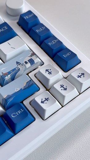 ☁️ Ellie on Instagram: "You need to see the Akko Santorini keyboard, featuring its unique magnetic switches! 🌊 This beauty brings innovation to a whole new level with Hall Effect Sensors for ultra-accurate typing, and Rapid Trigger (RT) for instant key activation with minimal travel, perfect for those intense FPS gaming sessions. You can even customize the sensor settings through the software for a fully tailored experience. Plus, the 8k Hz polling rate (in wired mode) ensures near-zero latency