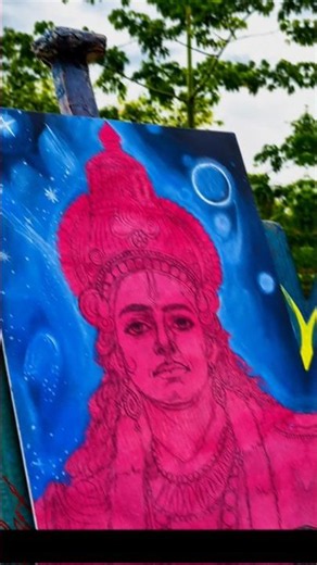 maha vishnu background colour drawing 🖌️🎨#sumitart #sanjuarts #painting #shrinathbhujbalarts 🖌️🎨