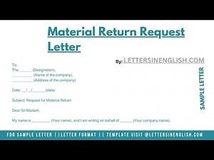 Material Return Request Letter - Product return request letter #lettersinenglish