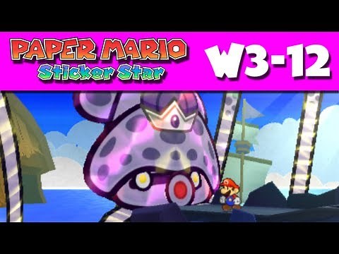 Paper Mario Sticker Star - W3-12 - Whitecap Beach Boss Fight (Nintendo 3DS Gameplay Walkthrough)