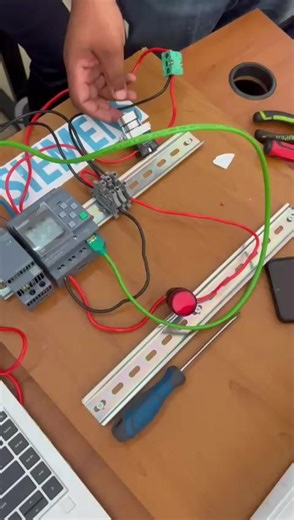 my new students learning plc programning using logo. Their first ever basic connection worked.