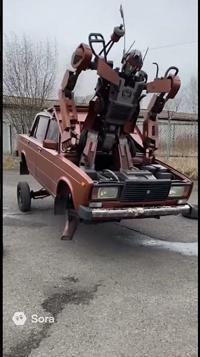 Лада решила стать трансформером! 🚗🤖🤣 #shorts #Lada #Transformer #CarTransformation #sora2