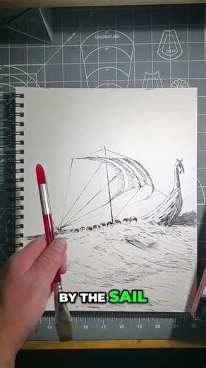 Painting Secrets: Watercolor Graphite for Vibrant Viking Ship Sunset and Waves!