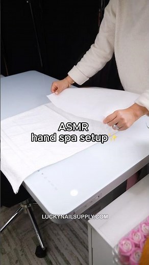 ASMR hand spa setup 💚✨ #spa #asmr #luckynailsupply