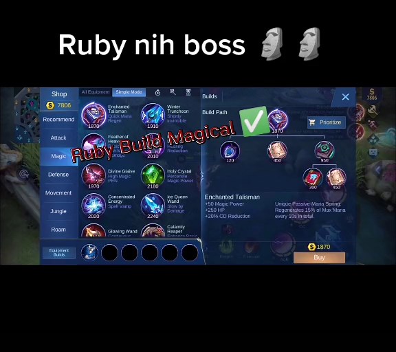 Ruby build Magical the best 🗿🗿#mobilelegends #mlbbcreatorid #fypシ #ruby