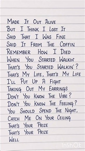 Made it out alive 🤍 #lyrics #handwriting #trending #shorts