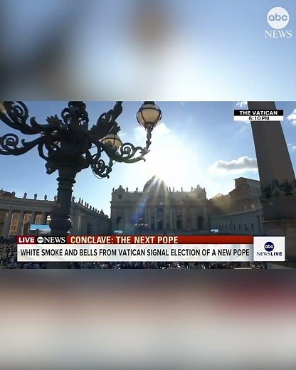 White smoke billows and bells toll from the Vatican, signaling the election of a new pope #news